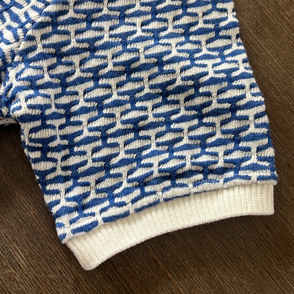 Zara Blue and White Jacquard Geo Tennis Prep Retro Polo Top Size Small NWT - Picture 8 of 9